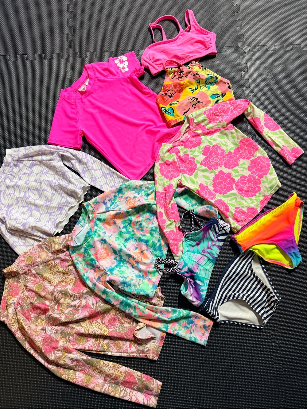 Girls’ Swimwear Lot 10 Pieces | Size 5/6 | Rash Guards + Bikinis | Summer Bundle